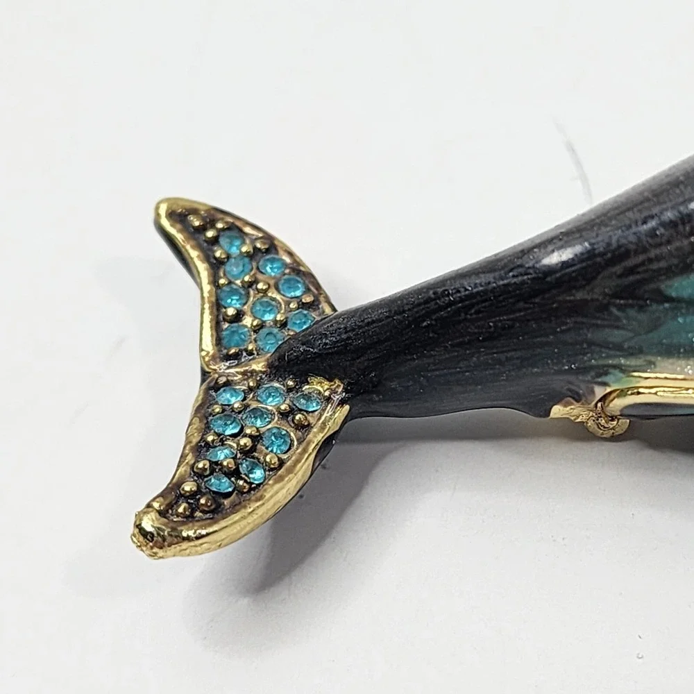Art Form Objet d' Work of Art Dolphins PEDESTAL Jeweled Enamel Metal Trinket Box